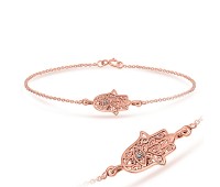 Rose Gold Plated Palm Shaped Silver Bracelet BRS-31-RO-GP